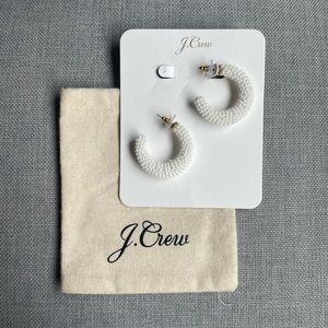 J. Crew Brand New Chunky Beaded Hoop Earrings White